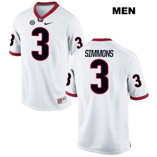 Georgia Bulldogs Men's Tyler Simmons #3 NCAA Authentic White Nike Stitched College Football Jersey YVV3056TN